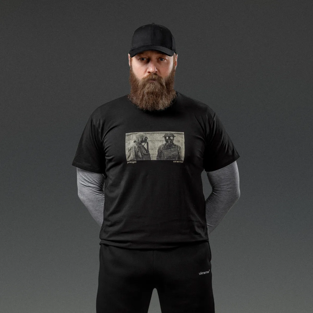 Футболка чоловіча Basic Military. Gasmask Grins. Cottone/Elastane, чорний 3