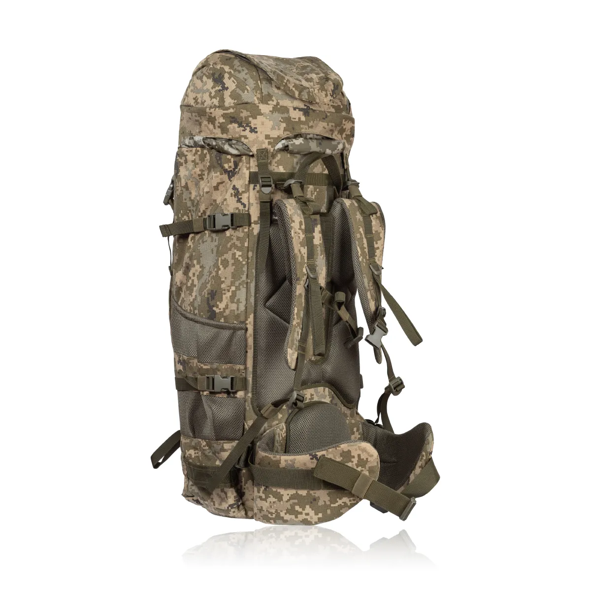 Тактичний рюкзак на 75 л з чохлом від дощу. Тканина Cordura 1000 D. Піксель 2