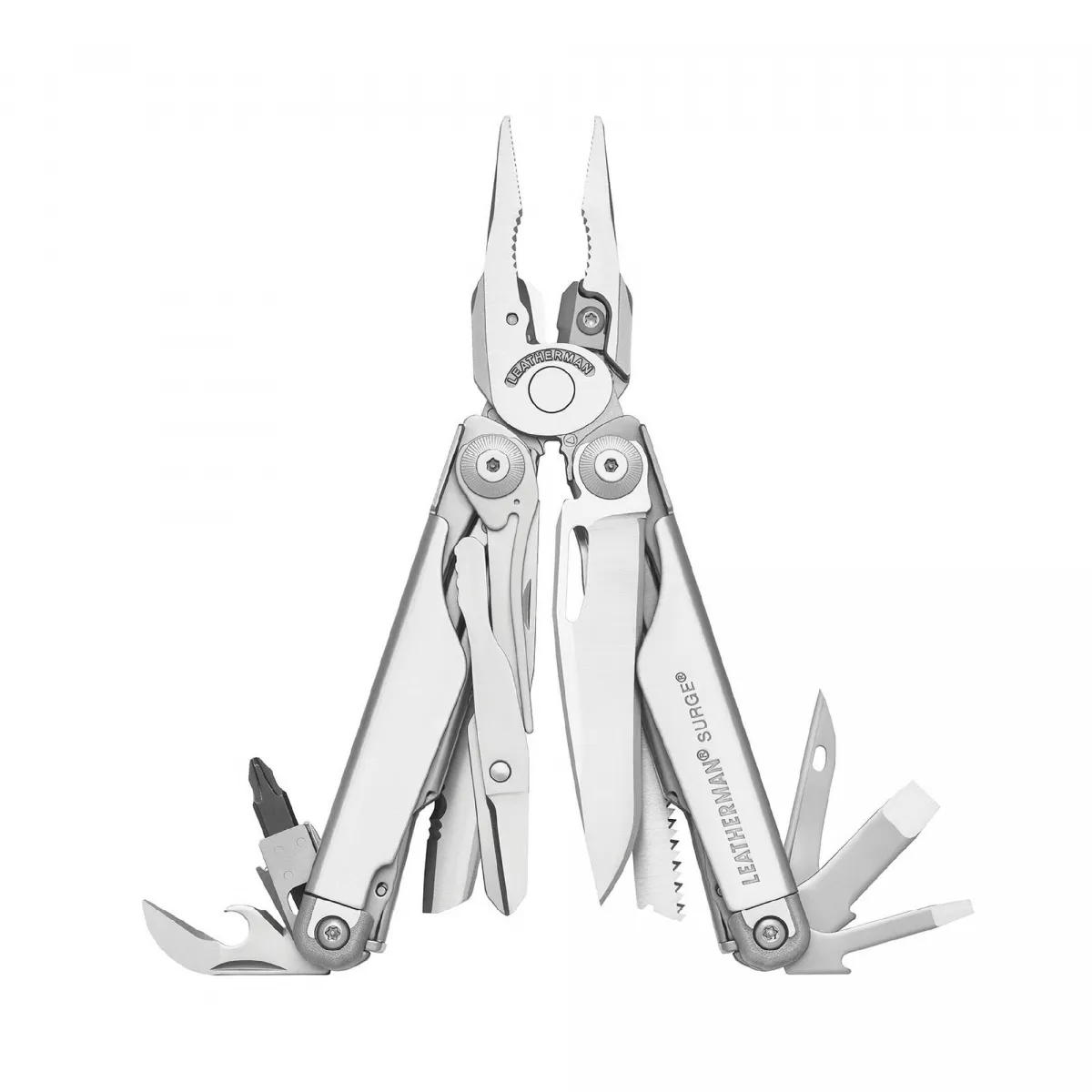 Мультитул Leatherman® (США) Surge Silver на 21 инструмент из нержавеющей стали, нейлоновый чехол