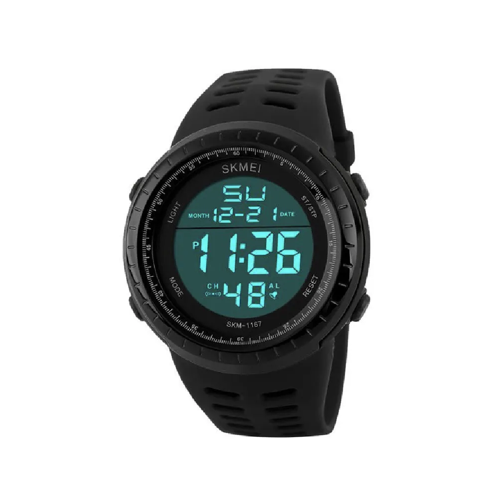 Тактичний годинник Skmei 1167 з підсвіткою дисплея та таймером. Чорний 2