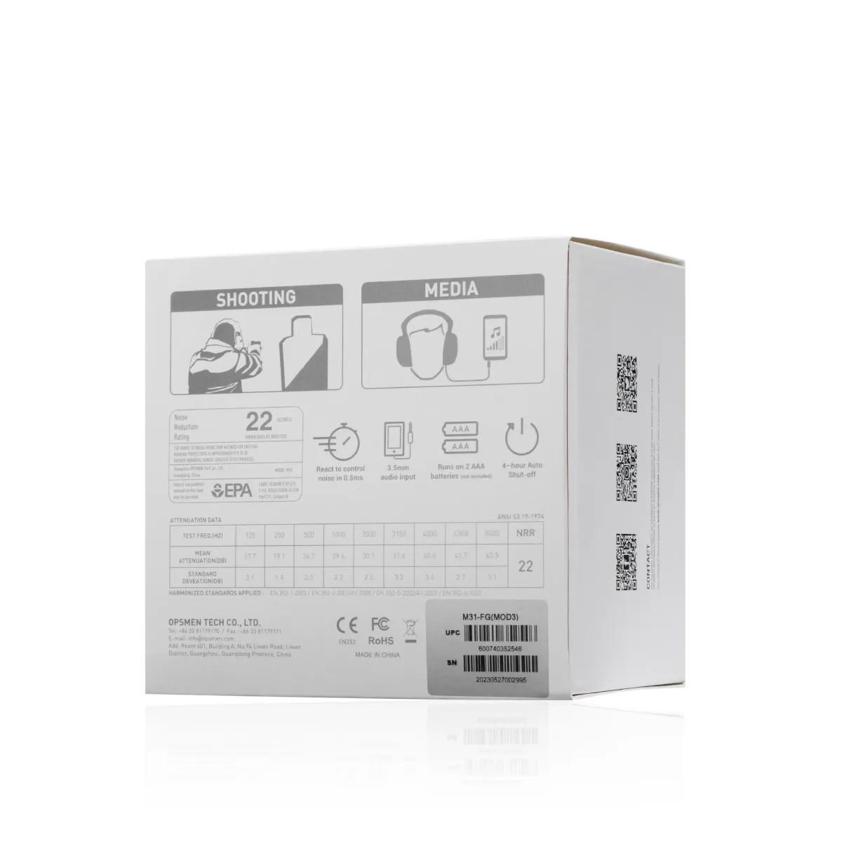 Активні навушники Earmor М31. Олива. Захист IPX-5, ударостійкі 10