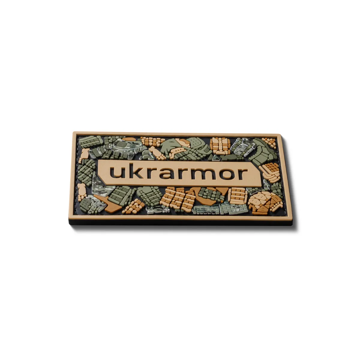 Патч (шеврон) з написом Ukrarmor, на липучці, кольоровий. М’який ПВХ пластик 2