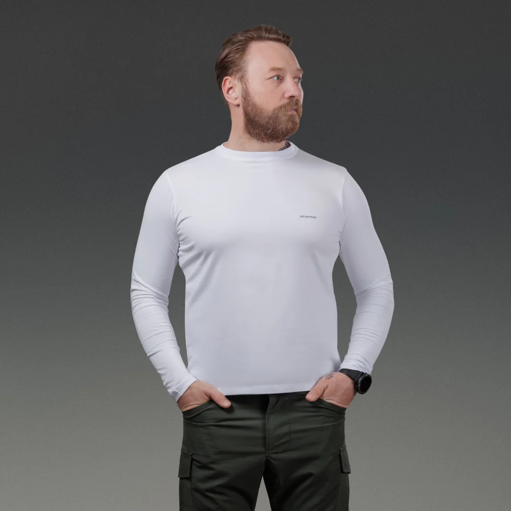Кофта-лонгслив Ukrarmor Pulse Longsleeve. Cotton and Elastane. Белый 2