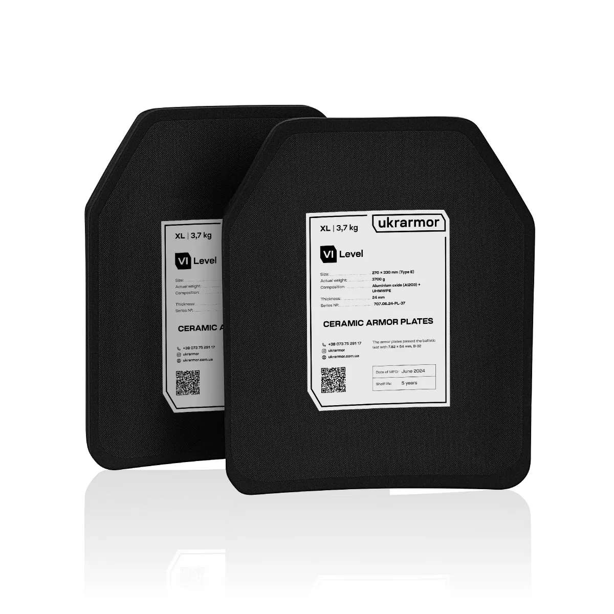 Керамічні бронеплити 6 класу захисту (комплект). Вага 7.4 кг. Розмір XL (27х33 см.) 3