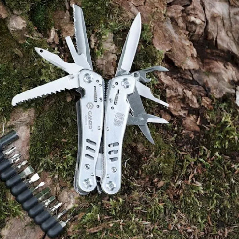 Мультитул Ganzo G302B. Сверхпрочная сталь. 12 разных элементов. Стальний 7