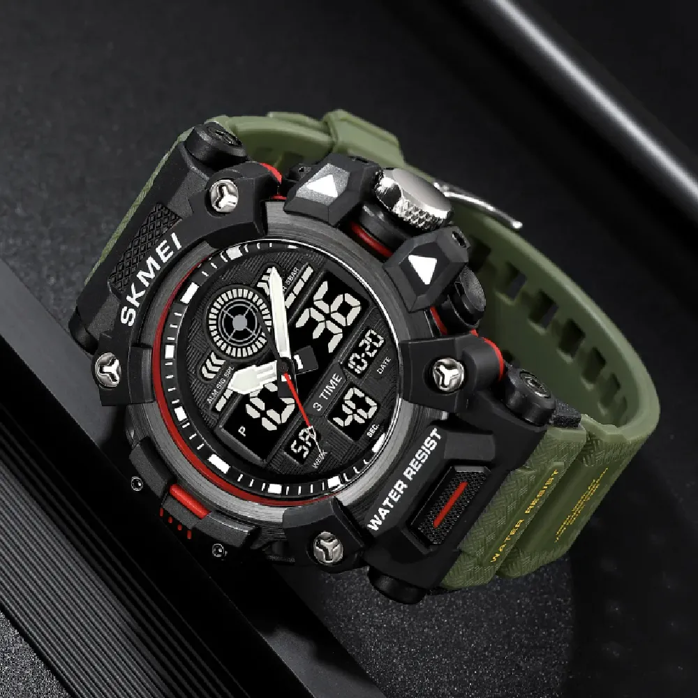 Тактические наручные часы Skmei 2226. Влагостойкий корпус. Army Green 3