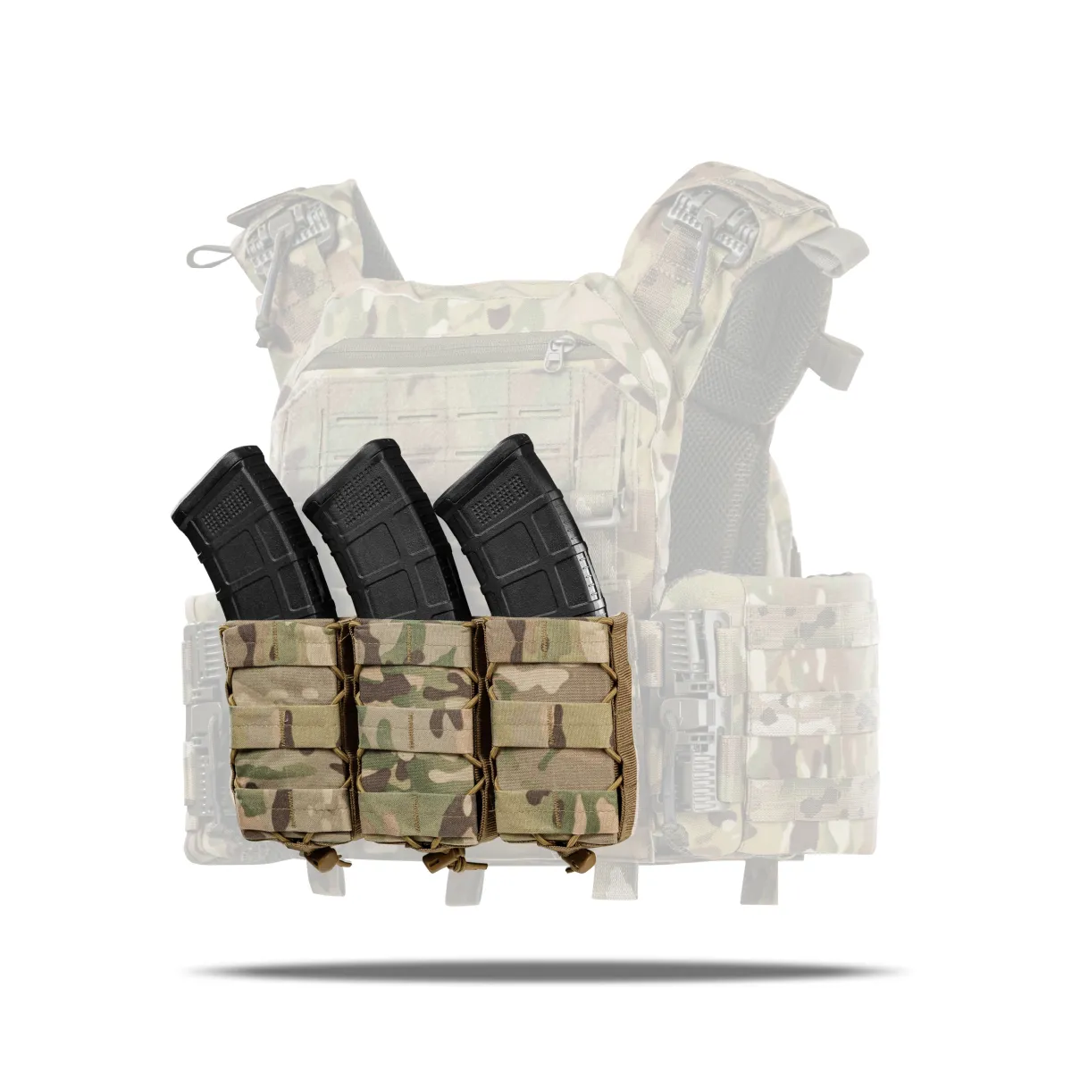 Одинарный подсумок под магазин АК, пластиковая основа. MOLLE интерфейс. Мультикам 4