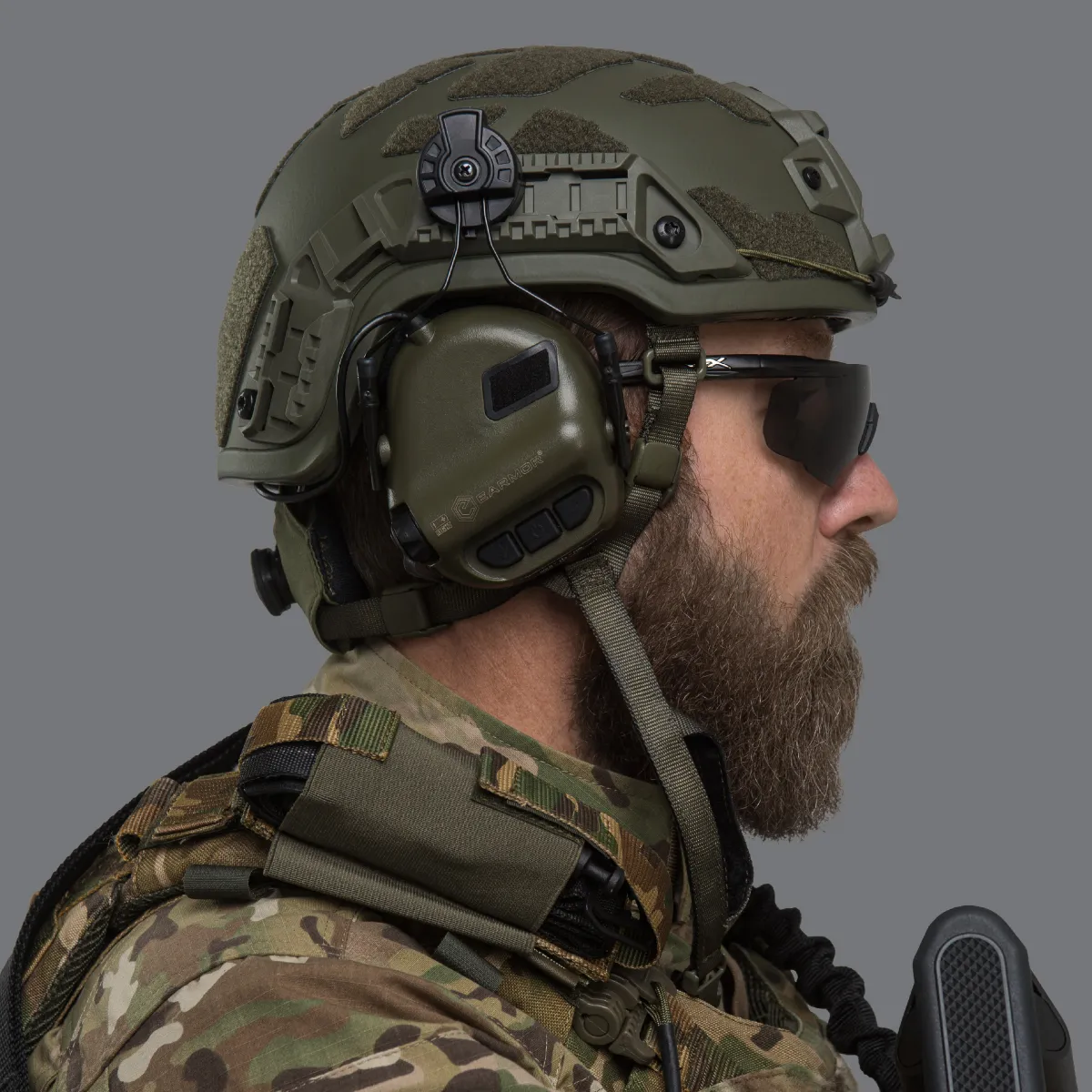 Активні навушники Earmor M31H (Helmet version) з кріпленням ARC rail. Олива 4