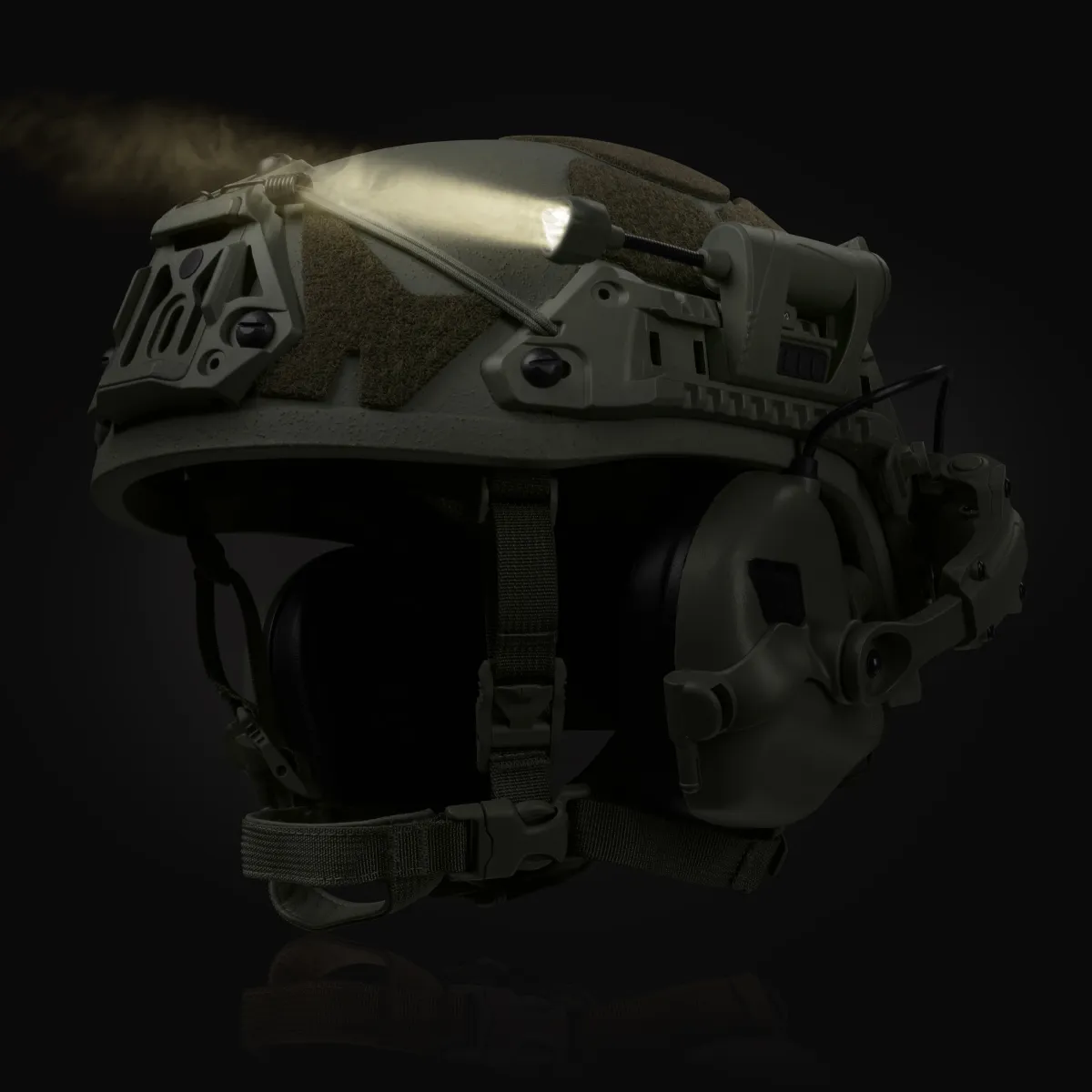 Тактичний ліхтарик LT-09-T на шолом з 4-ма світлодіодами. Олива 5