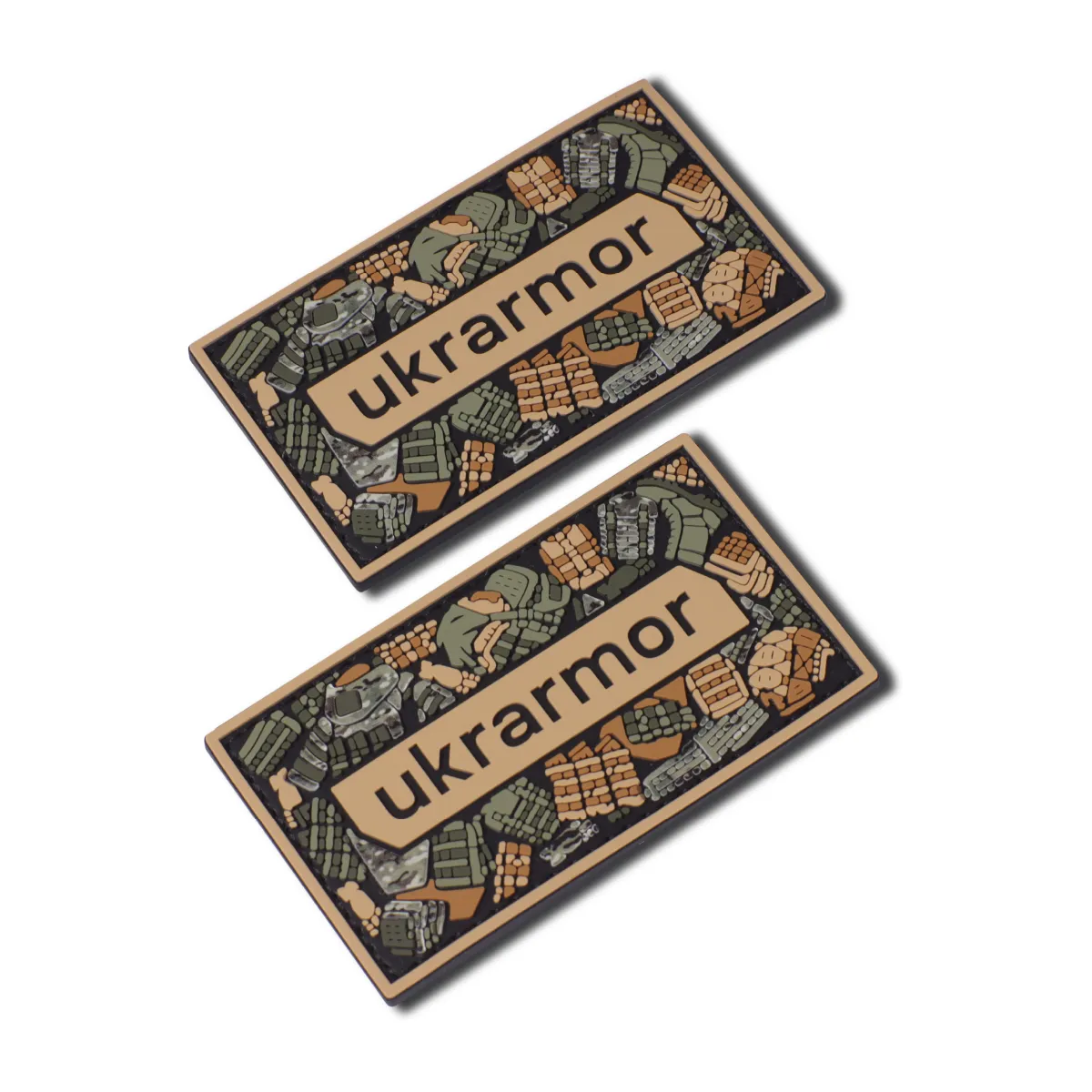 Патч (шеврон) з написом Ukrarmor, на липучці, кольоровий. М’який ПВХ пластик 4
