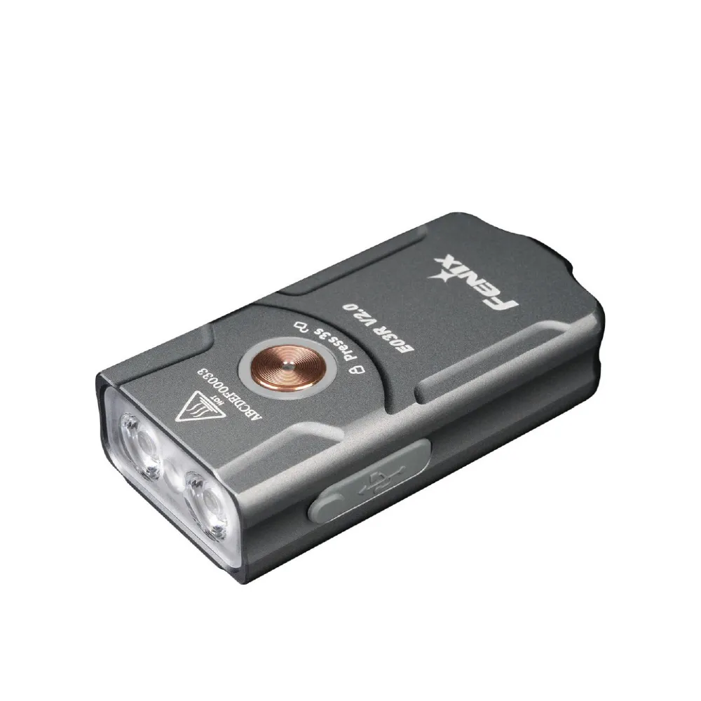 Фонарь наключительный Fenix E03R V2.0. Два режима (белый и красный). Серый