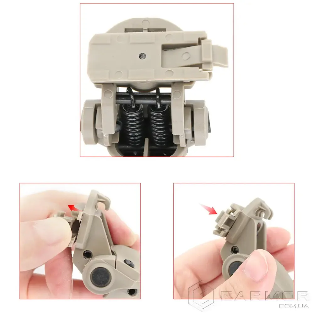 Кріплення адаптер для навушників Walker’s на шолом (Чебурашка). TAN / Койот 8