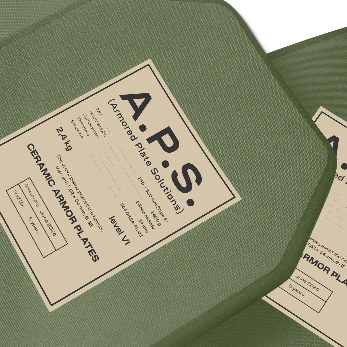 Керамічні плити 6 класу (комплект). Вага 4.8 кг. Розмір M (25х30 см.) A.P.S. Олива 2