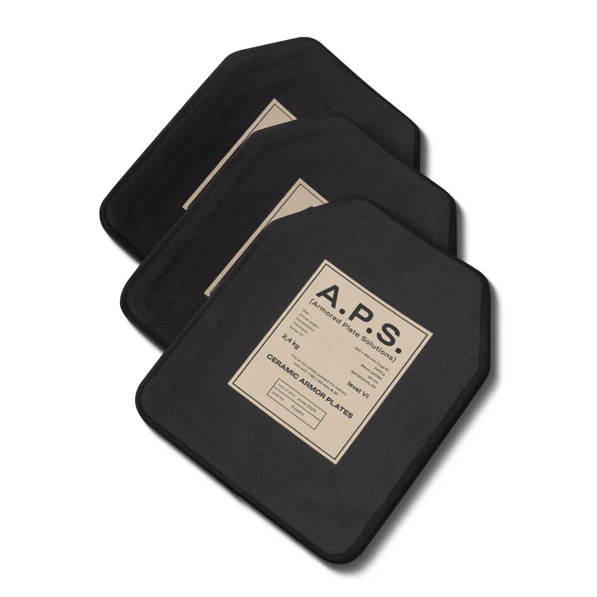 Плиты керамика 6 класс защиты (комплект). Вес 4.8 кг. Размер M (25х30 см.) A.P.S. 9