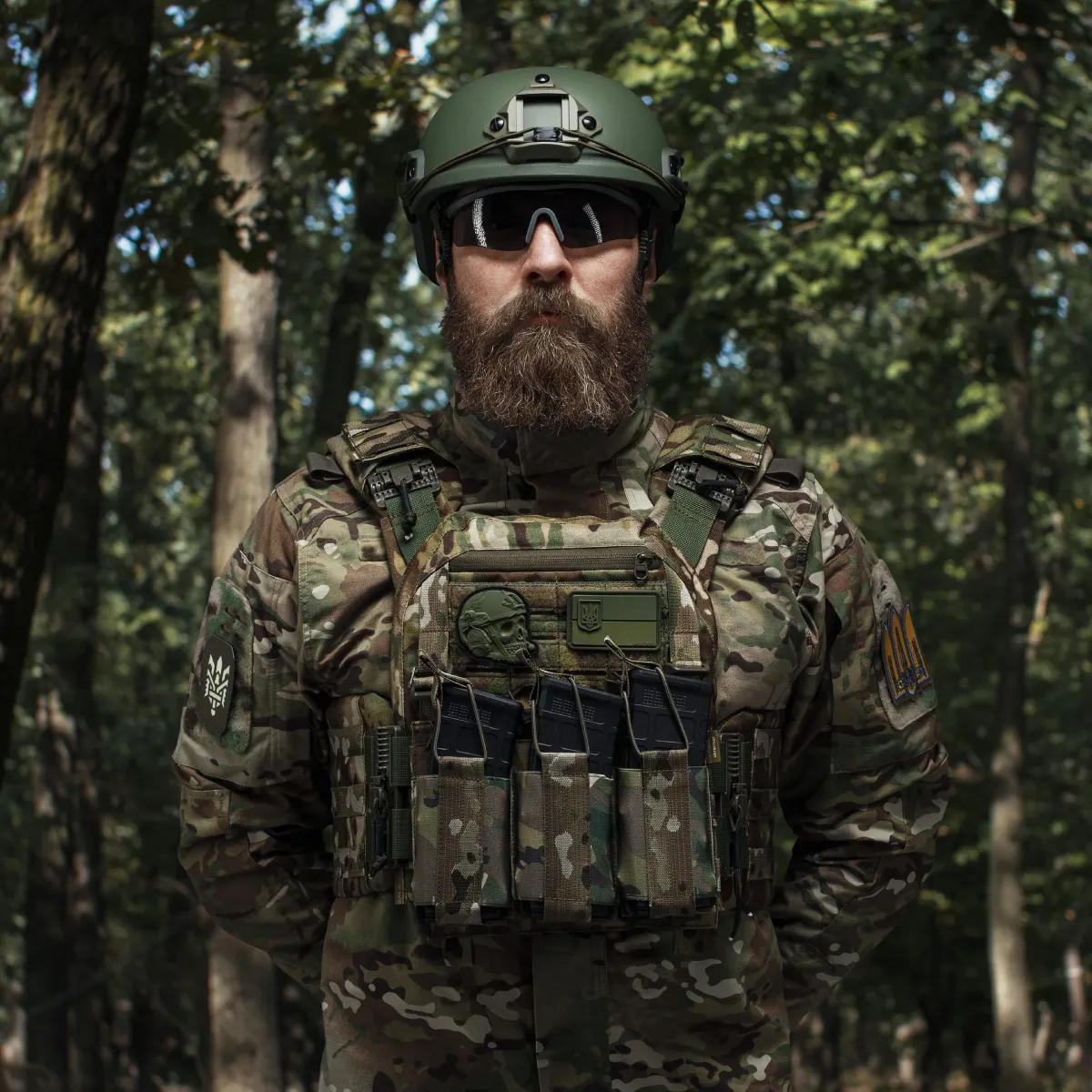 Одинарный эластичный подсумок под магазины АК/АR открытого типа. Крепление MOLLE. Мультикам 4