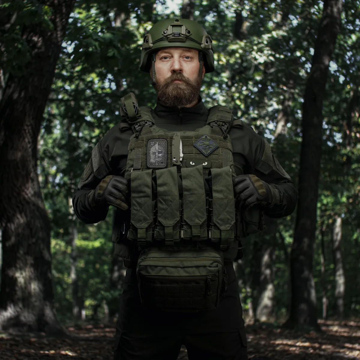 Одинарний закритий підсумок з клапаном під магазин АК/АR. Олива. 8