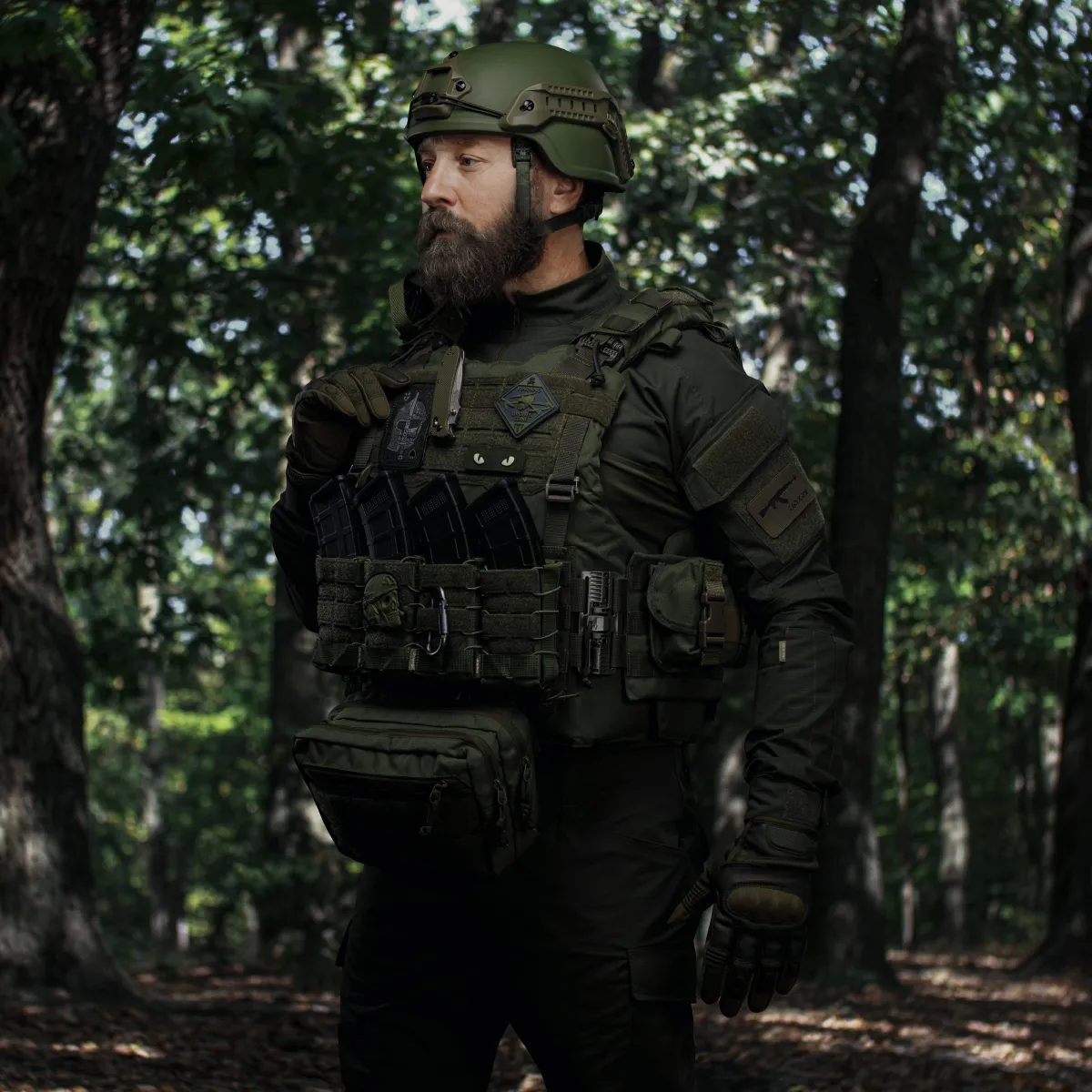 Одинарний закритий підсумок з клапаном під магазин АК/АR. Олива. 4