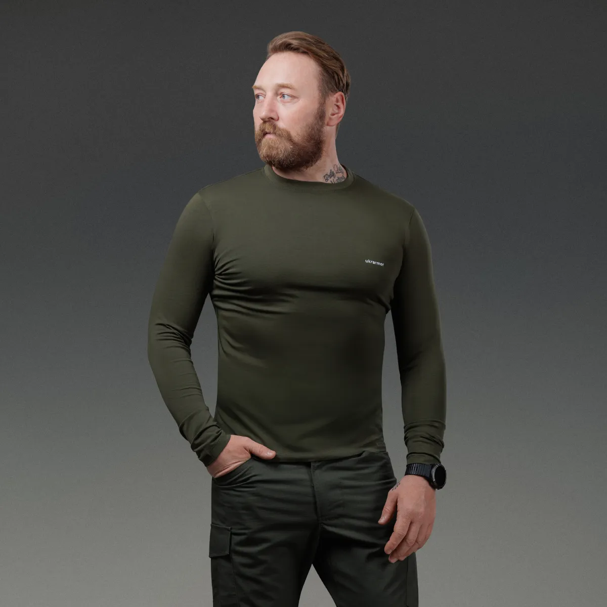 Кофта-лонгслів Ukrarmor Pulse Longsleeve. Cotton and Elastane. Олива 7