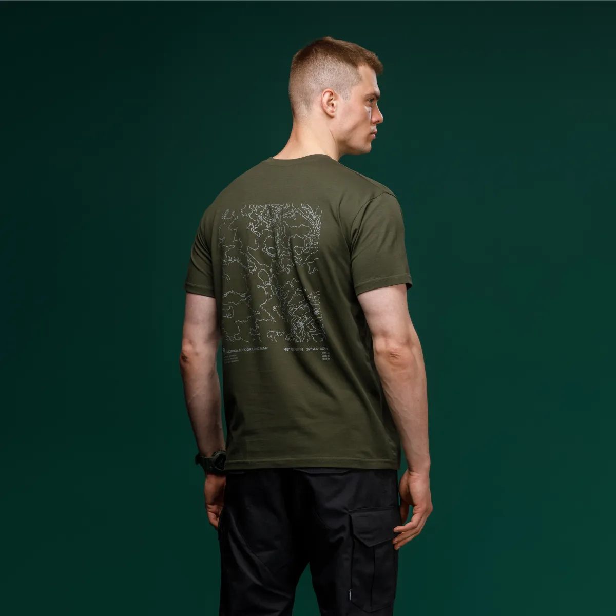 Футболка Basic Military T-Shirt. Avdiivka. Топографічна карта. Олива 5
