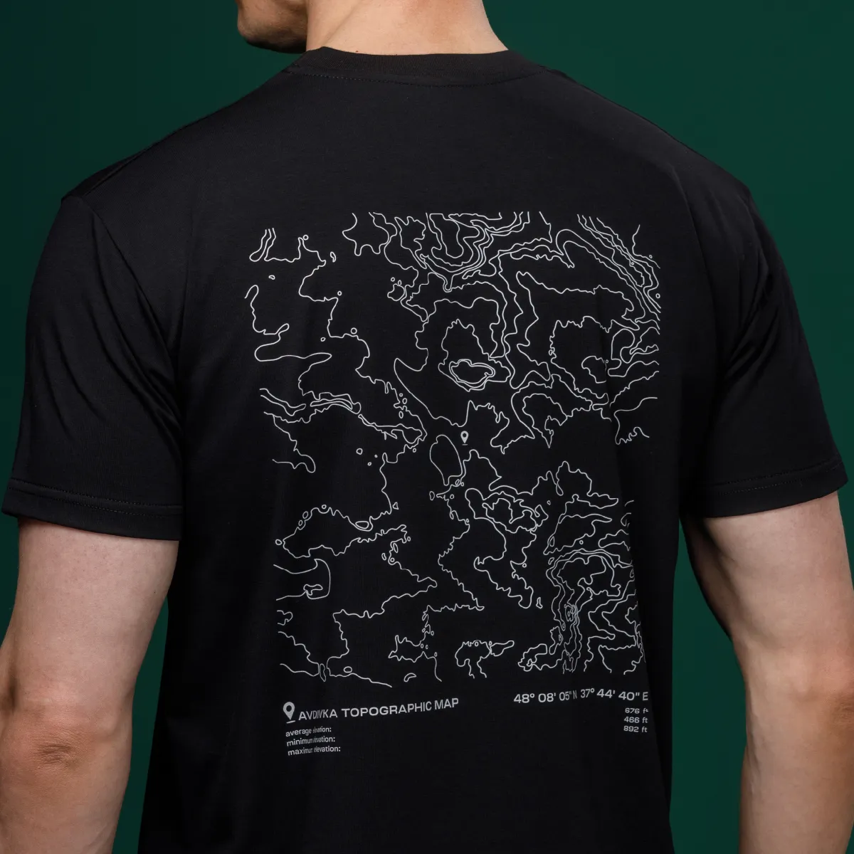 Футболка Basic Military T-Shirt. Avdiivka. Топографічна карта. Чорний 3