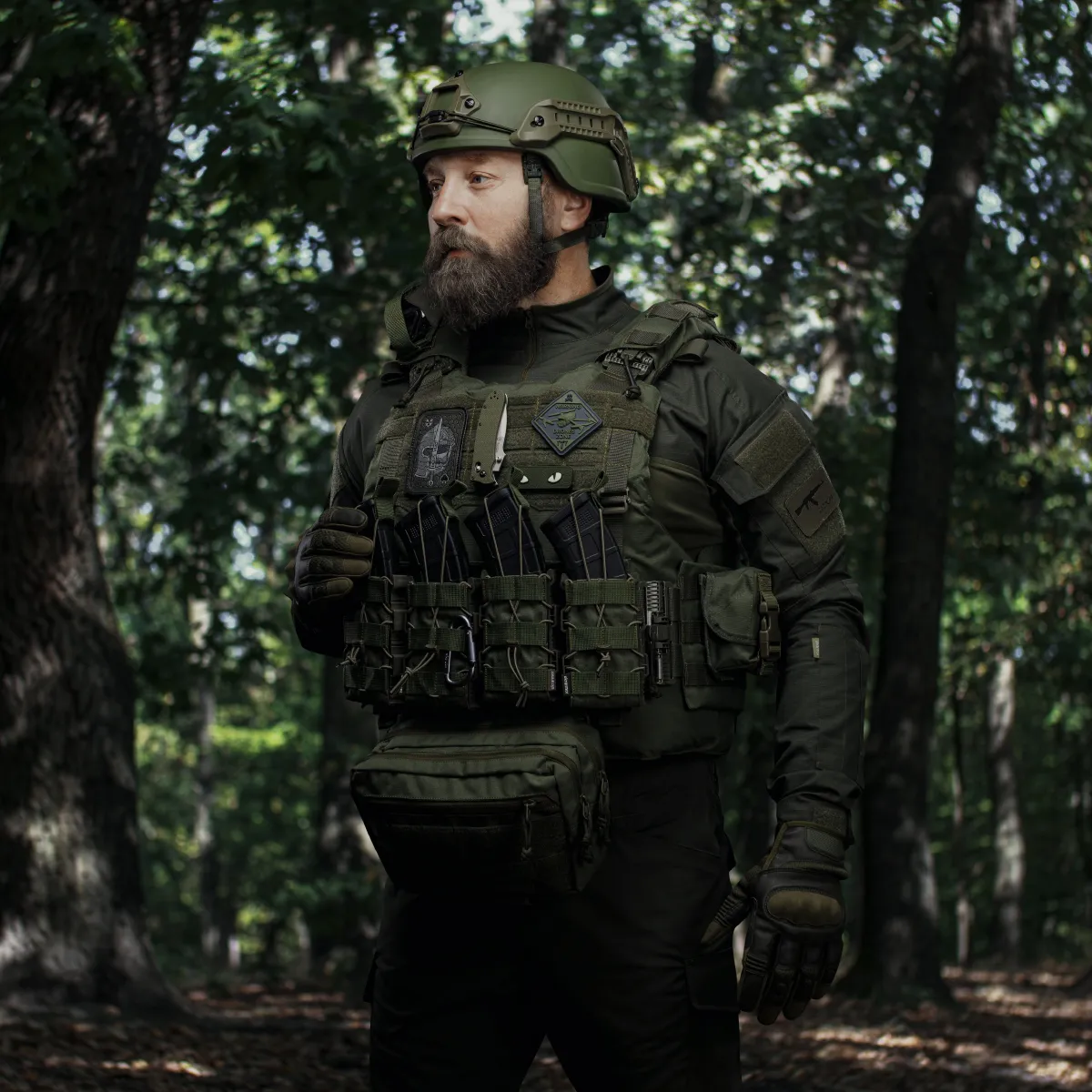 Подсумок одинарный пластиковый для магазина АК/AR. Олива 2