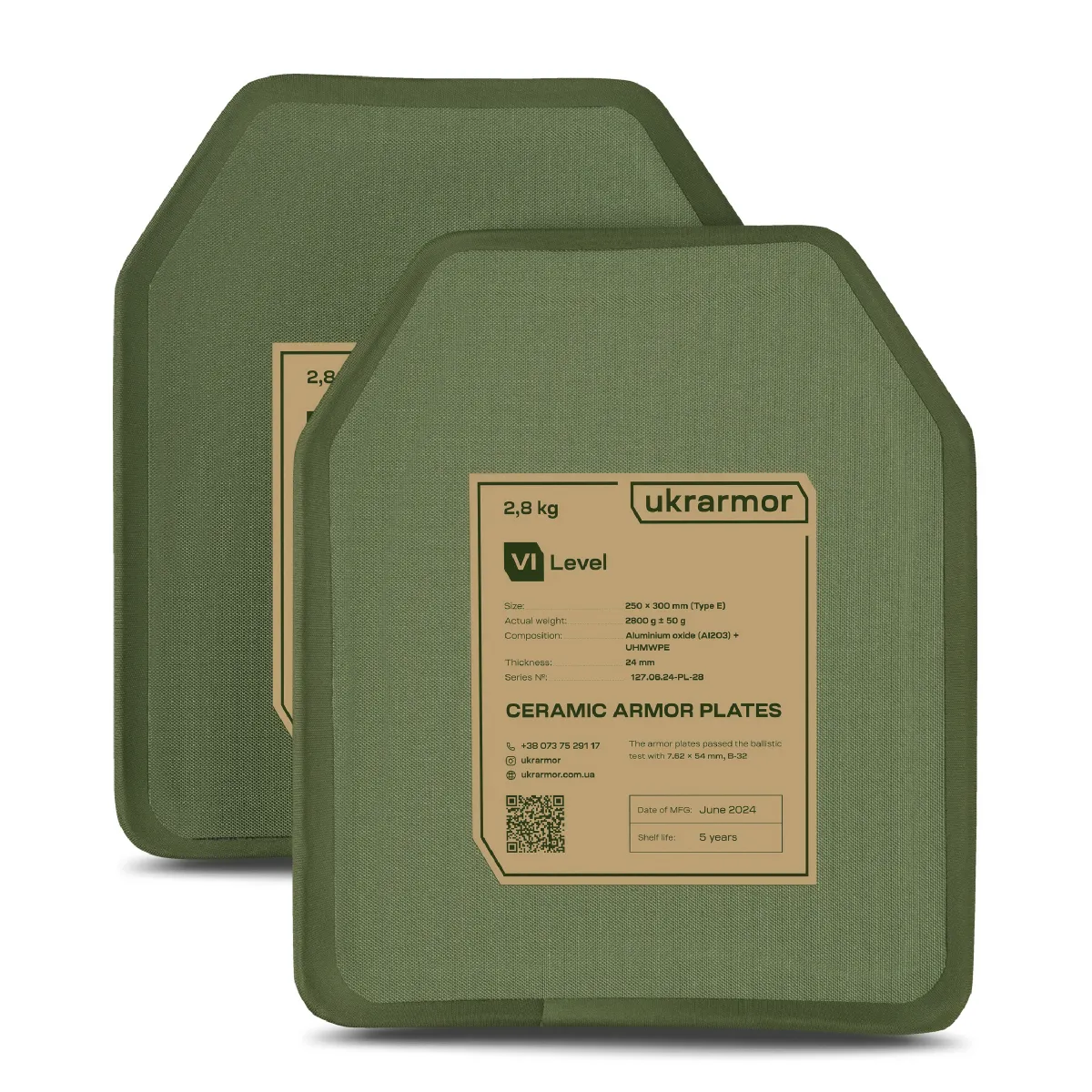 Бронежилет 6 класу (PRO). Вага 6.2 кг. Керамічні плити C.A.P. 2.8 кг. Олива 6