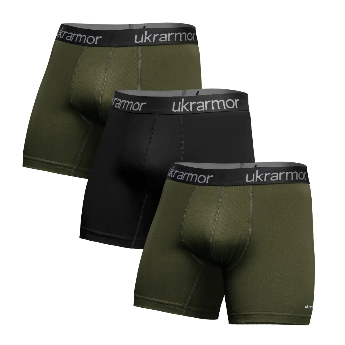 Комплект чоловічих трусів Soldier's Boxer (3 шт). Матеріал Charged Cotton. Олива - Чорний