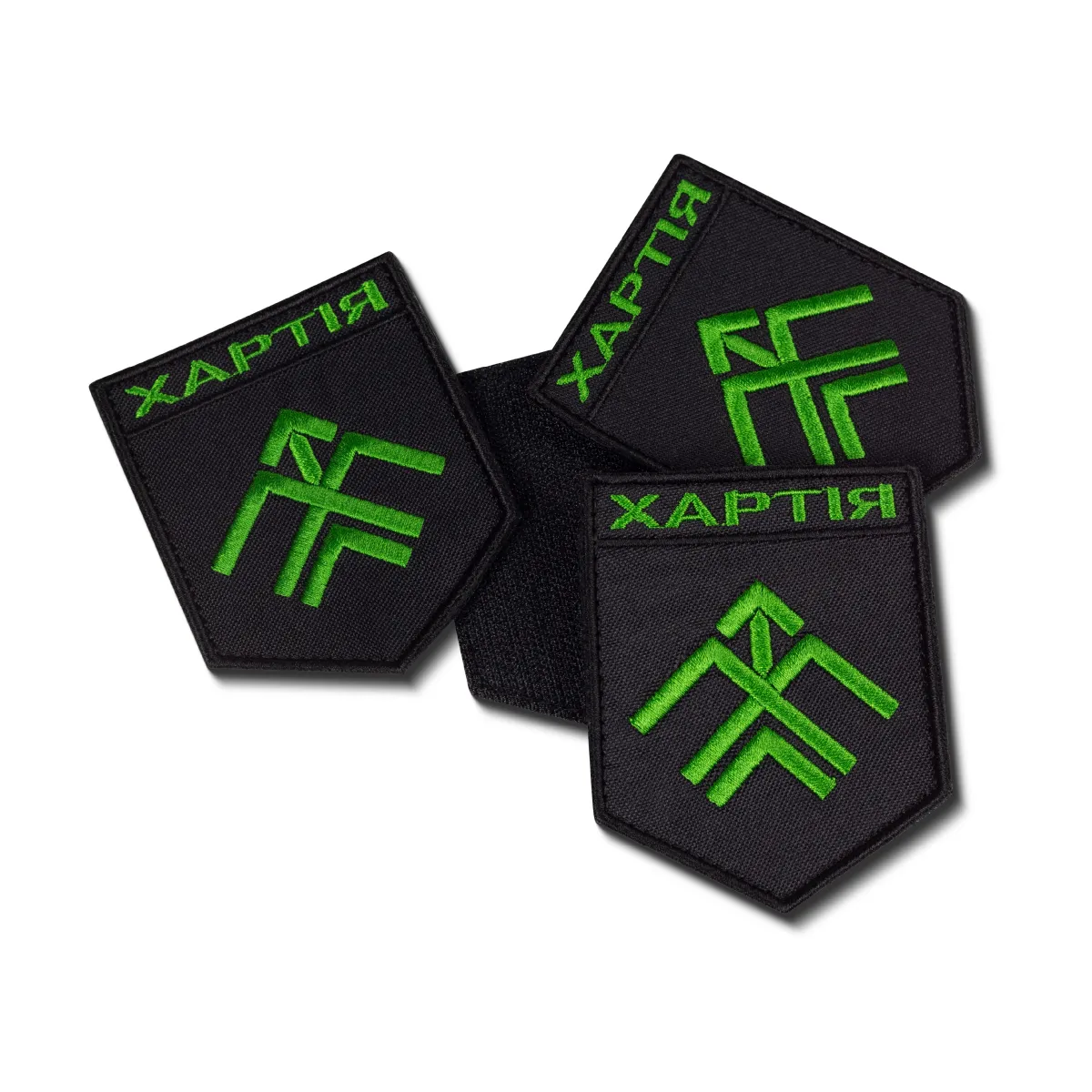 Шеврон (нашивка) Хартия на липучке, 8.5х7 см. Черно-зеленый 4