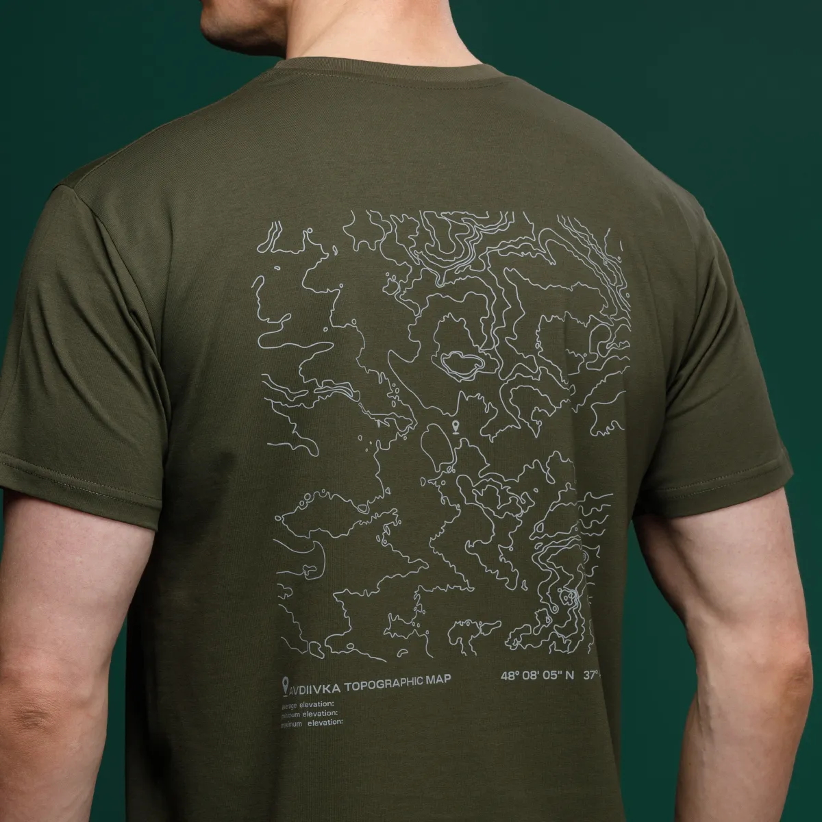 Футболка Basic Military T-Shirt. Avdiivka. Топографічна карта. Олива 3