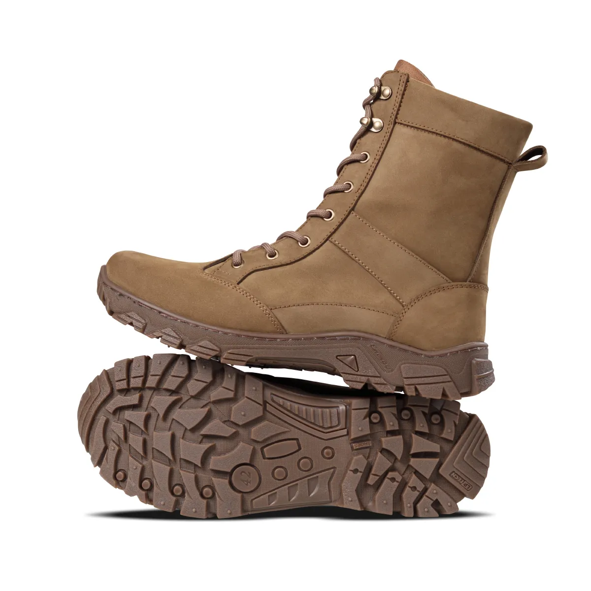 Берці зимові тактичні високі WarFlex. Шкіряні (нубук). Підвищена міцність. Койот 8