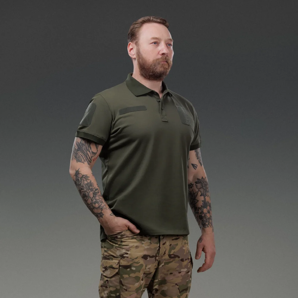 Футболка-поло тактична Ukrarmor Polo Reflex. Cotton. Колір Хакі 2