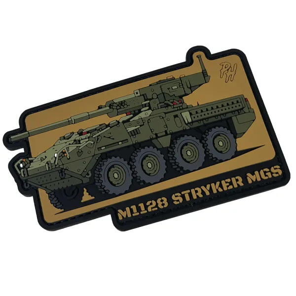 Патч (шеврон) «M1128 Stryker MGS» от Patch hunter. Мягкий ПВХ пластик. Койот 3