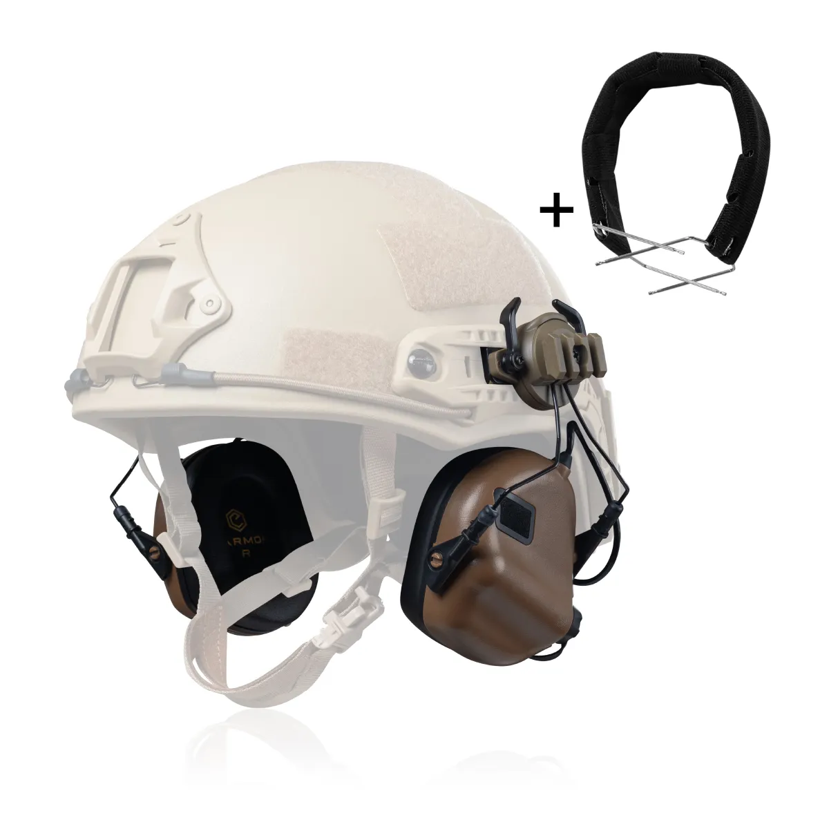 Активные наушники Earmor M31 в комплекте с дужкой/наголовьем. Койот