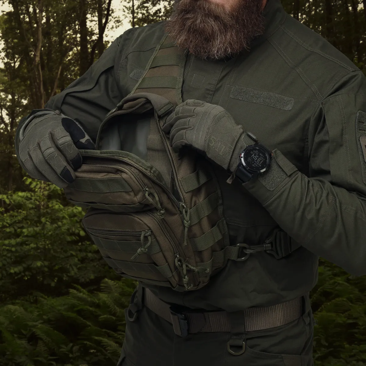 Рюкзак однолямочный Mil-Tec "One strap assault pack". Олива. 4