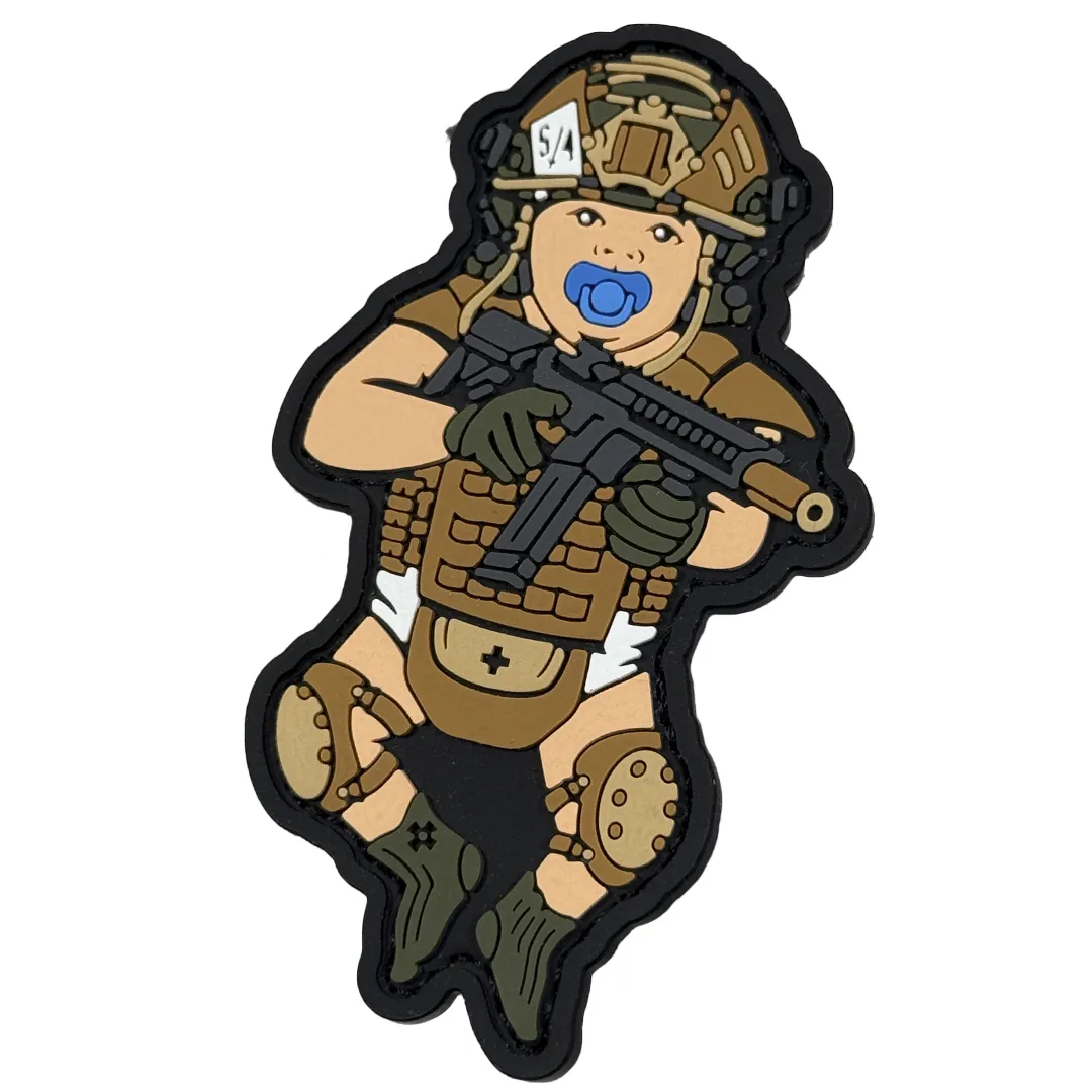 Патч (шеврон) «Малюк народжений для війни» від Sanchi. М’який ПВХ пластик. Койот 2