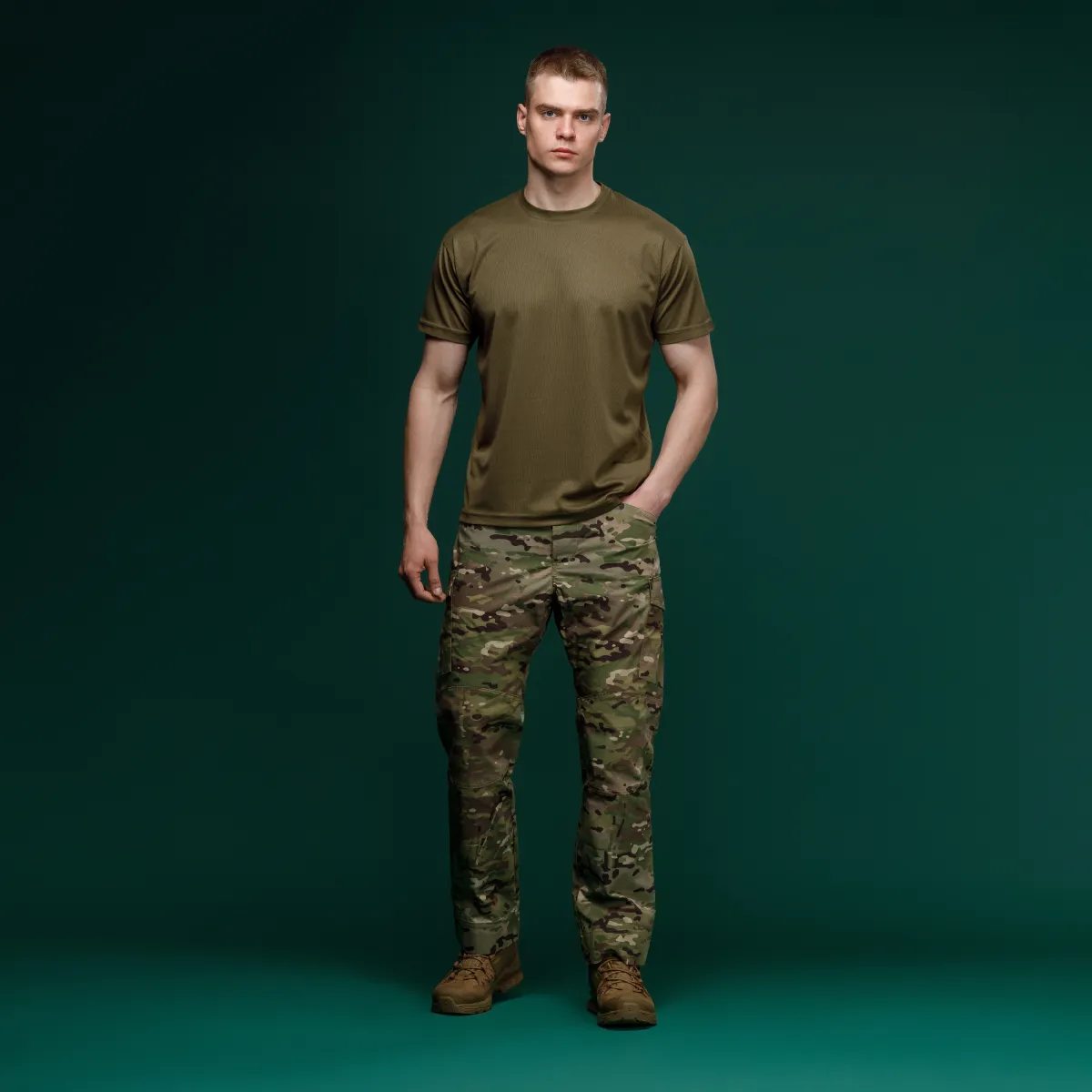 Футболка сітчаста AIR Coolmax без логотипу. Легка та добре відводить вологу. Олива 6