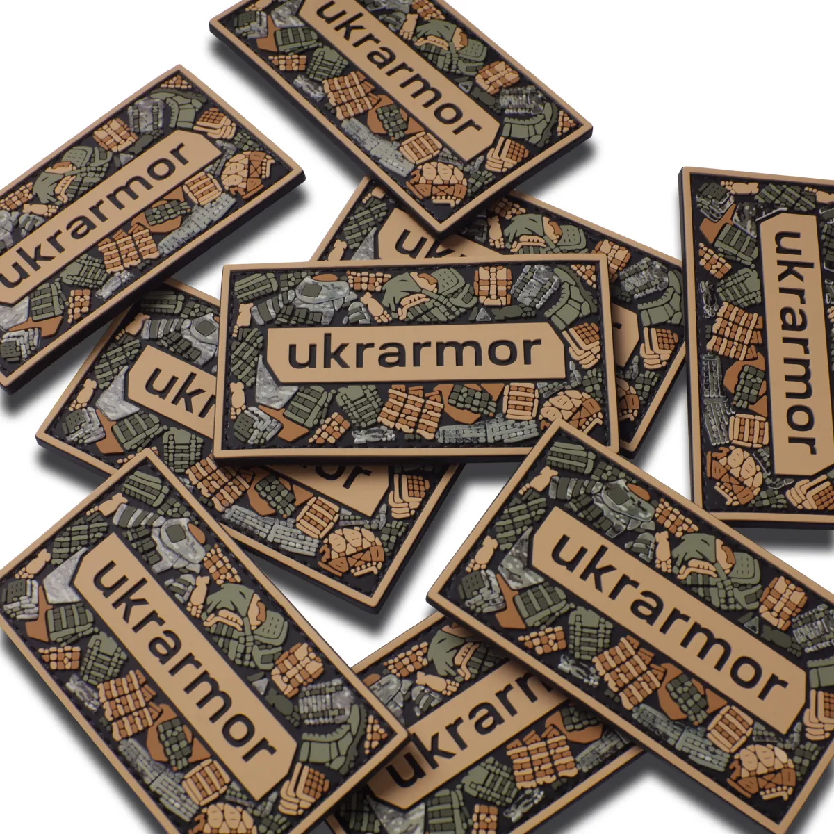 Патч (шеврон) з написом Ukrarmor, на липучці, кольоровий. М’який ПВХ пластик 6