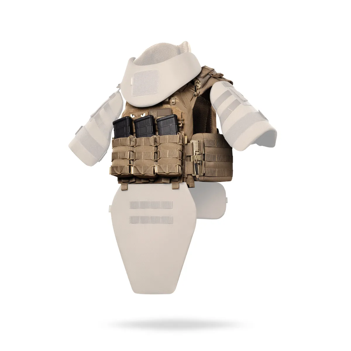 Бронежилет 3 уровня NIJ (PRO). Вес 3.5 кг. Полиэтиленовые плиты PGD-LW+ SAPI 1.5 кг. Койот 10