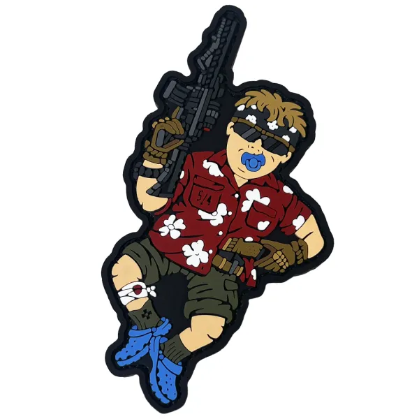 Патч (шеврон) «Малыш рожденный для войны Summer Edition» от Sanchi. Мягкий ПВХ пластик 3