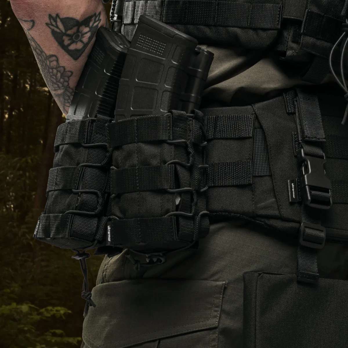 Подвійний підсумок під магазини АК/АR (тканевий). Чорний 7