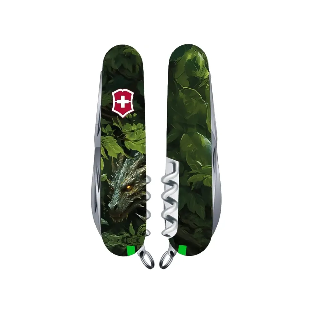 Нож раскладной (мультитул) Victorinox® Huntsman Zodiac, 15 функций, green wood dragon 2
