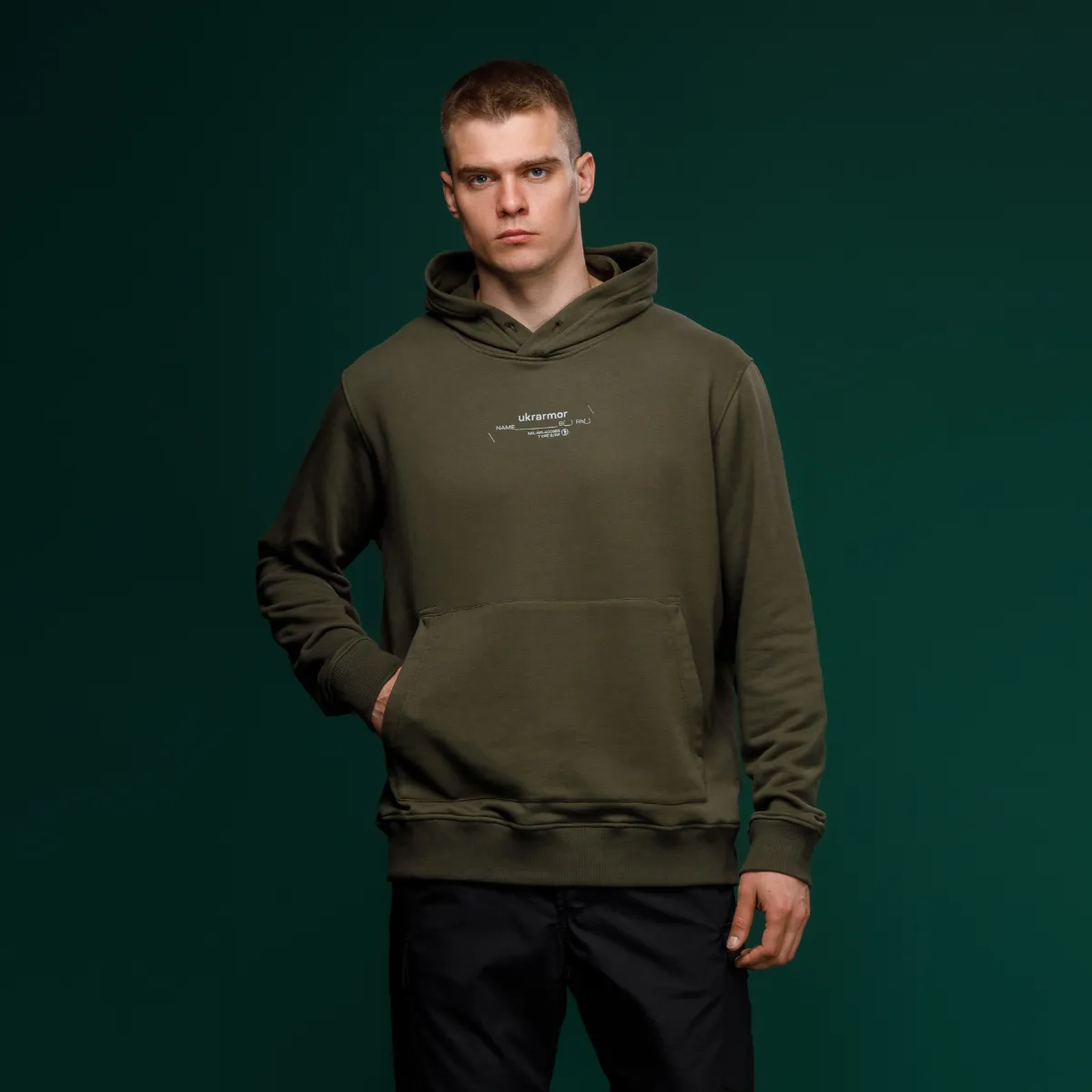 Худи M1 Mono коллекция NAME. Cotton and polyester. Цвет Олива 2