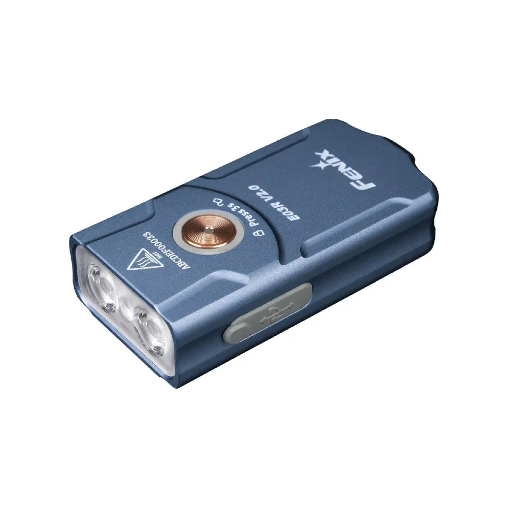 Фонарь наключительный Fenix E03R V2.0. Два режима (белый и красный). Синий