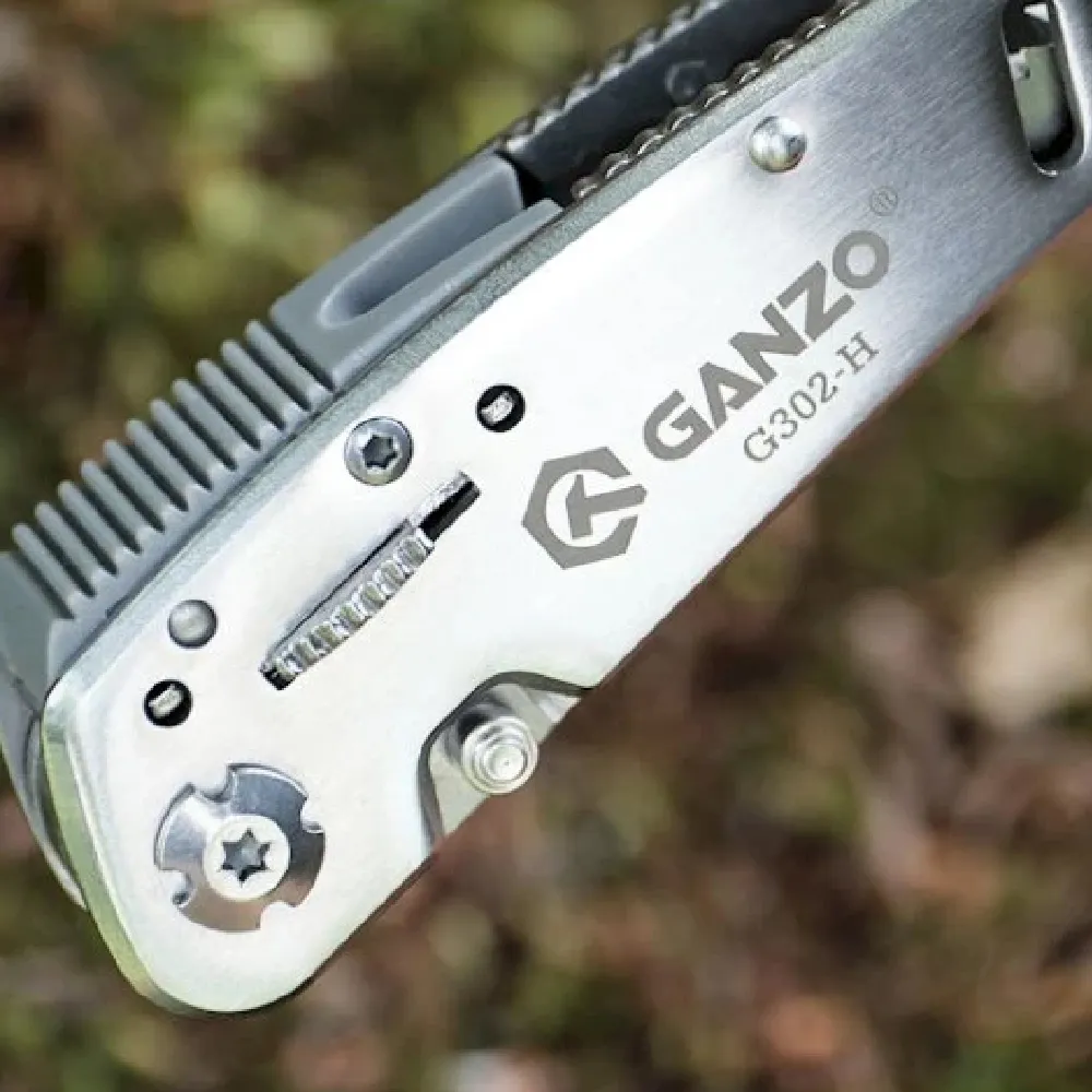Мультитул Ganzo G302B. Сверхпрочная сталь. 12 разных элементов. Стальний 6