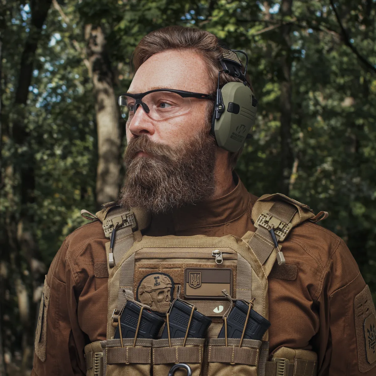 Активні навушники Walker's Razor Patriot OD Green з наголів'ям. Виробник США 6