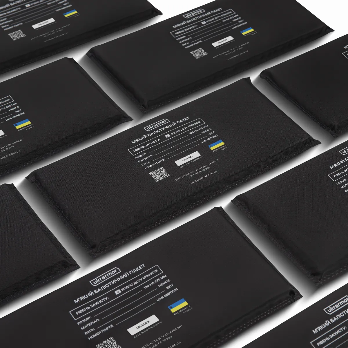 Баллистические пакеты 2 класса защиты 275 х 120 мм (боковые увеличенные). СВМПЕ 3