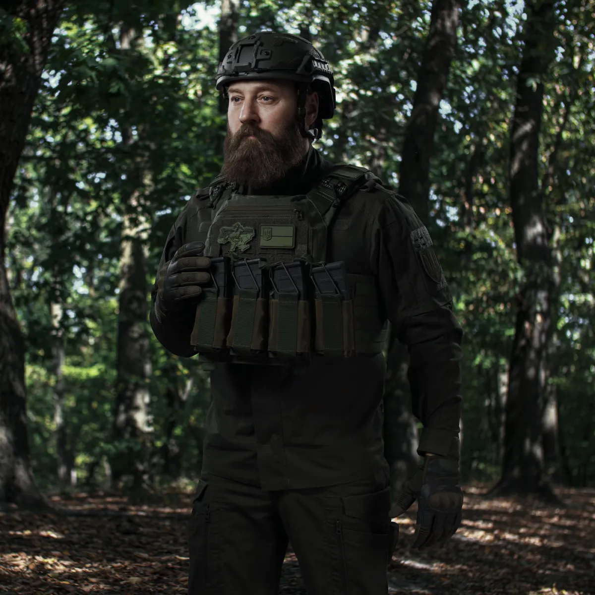 Боковой левосторонний эластичный подсумок для магазинов АК/АR и турникетов открытого типа с креплением на липучке. Олива 3