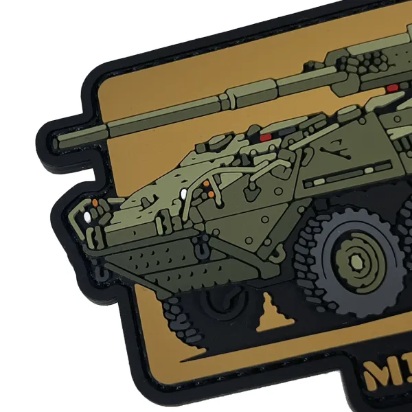 Патч (шеврон) «M1128 Stryker MGS» от Patch hunter. Мягкий ПВХ пластик. Койот 2