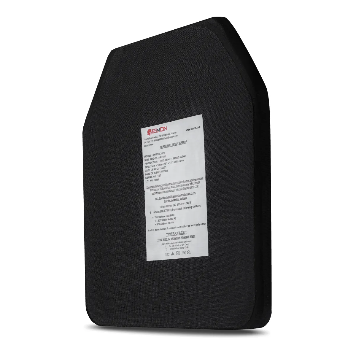 Керамическая плита 3 (+++) уровня NIJ. Elmon (Греция). Вес 1.65 кг. Размер 25×30 см 2