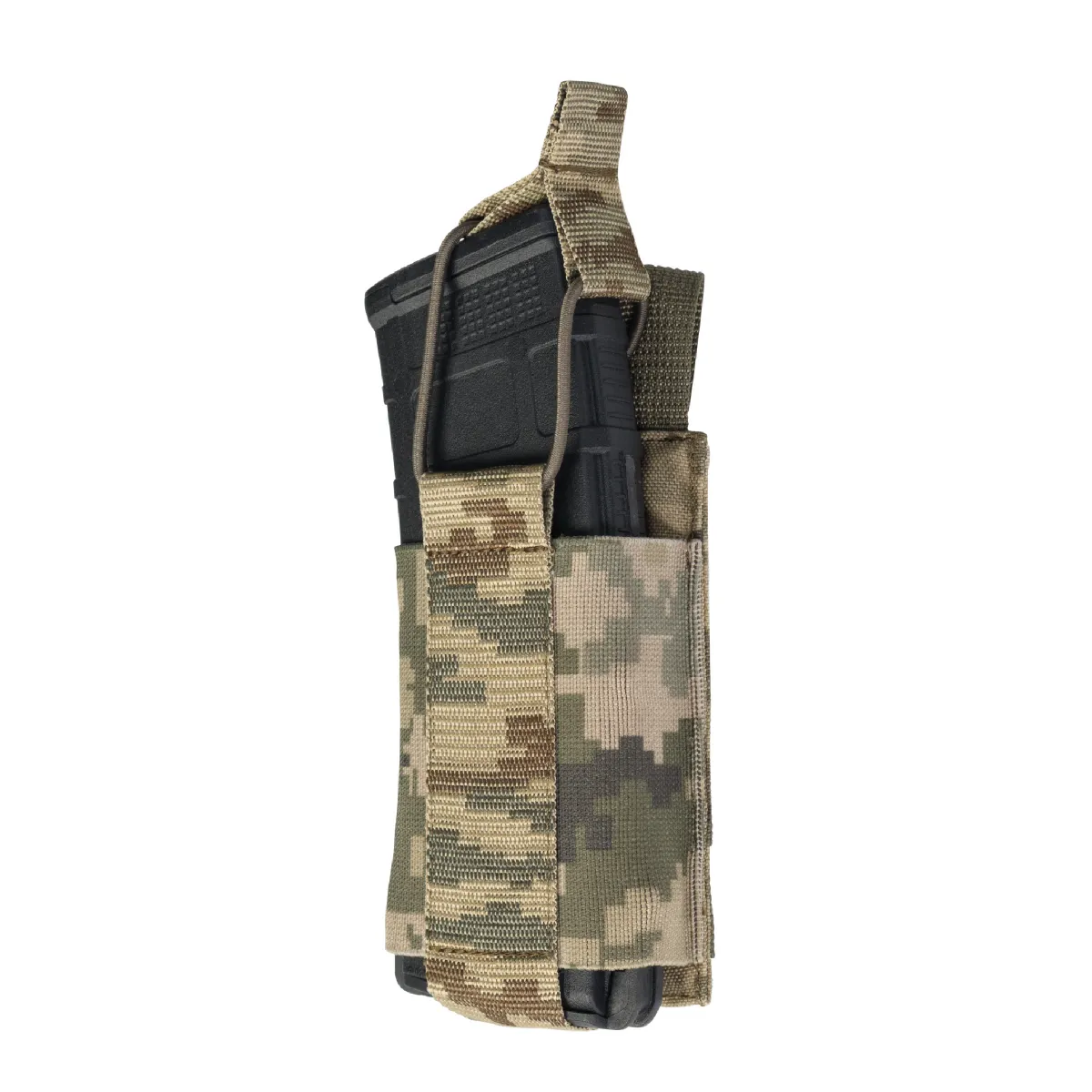 Одинарный эластичный подсумок под магазины АК/АR открытого типа. Крепление MOLLE. Пиксель (мм-14) 5